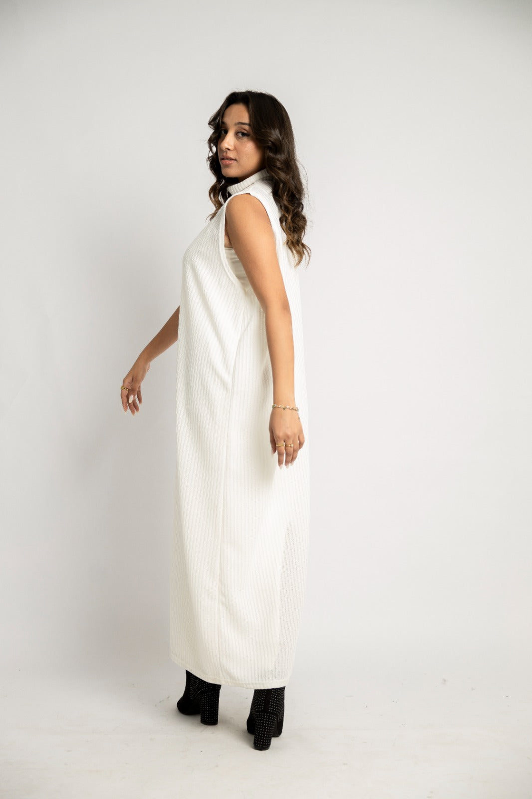 Ribbed Turtleneck Maxi Dress Sleevless